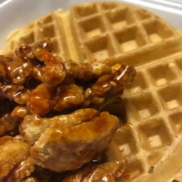 1 Belgian Waffle & 3 Chicken Tenders.