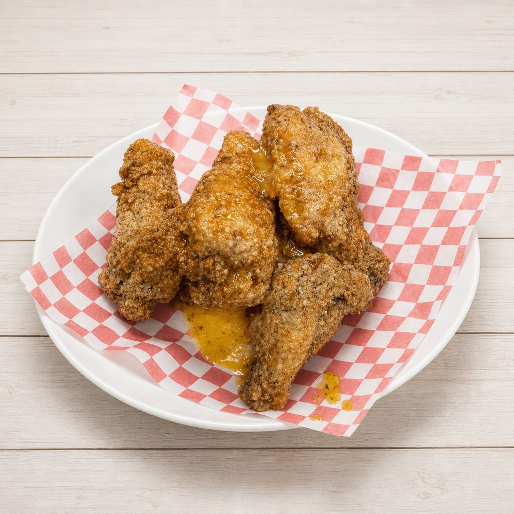 5 Bone-in wings/5Boneless wings & a fry.