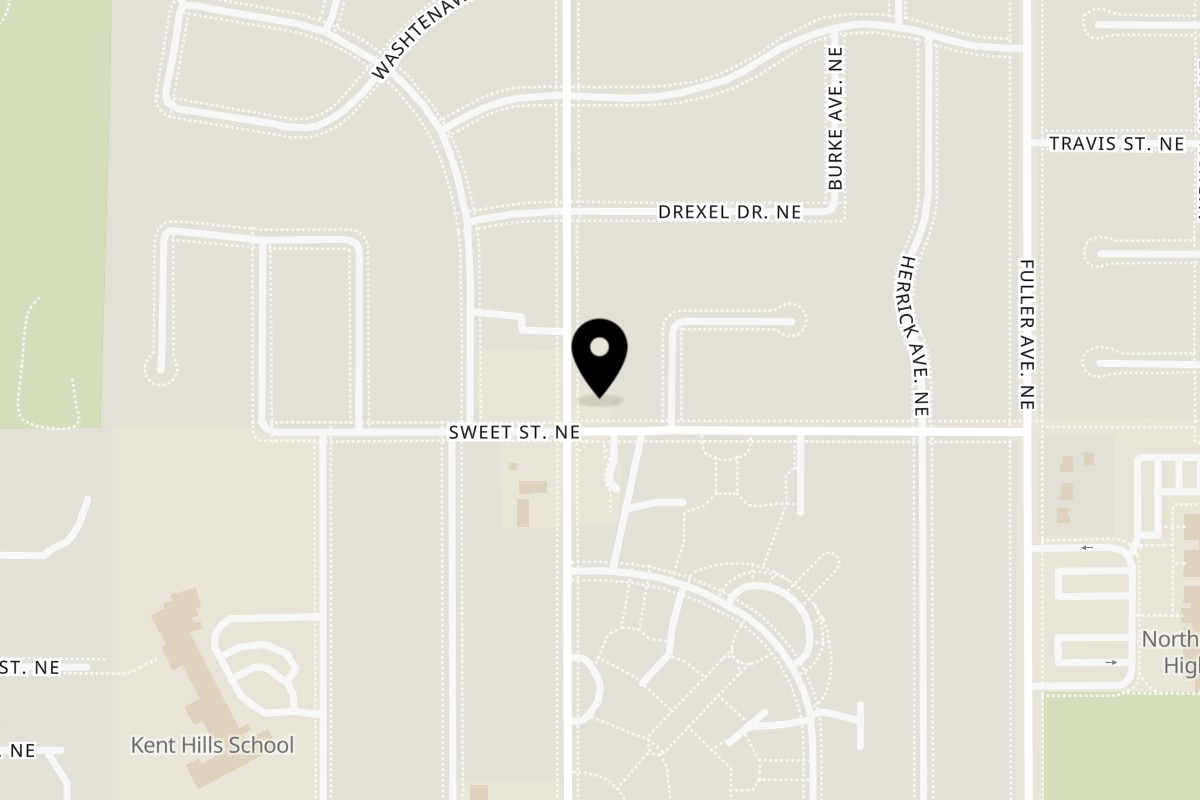 Map showing the location of Wing Kingz on 1604 Diamond Ave NE in Grand Rapids